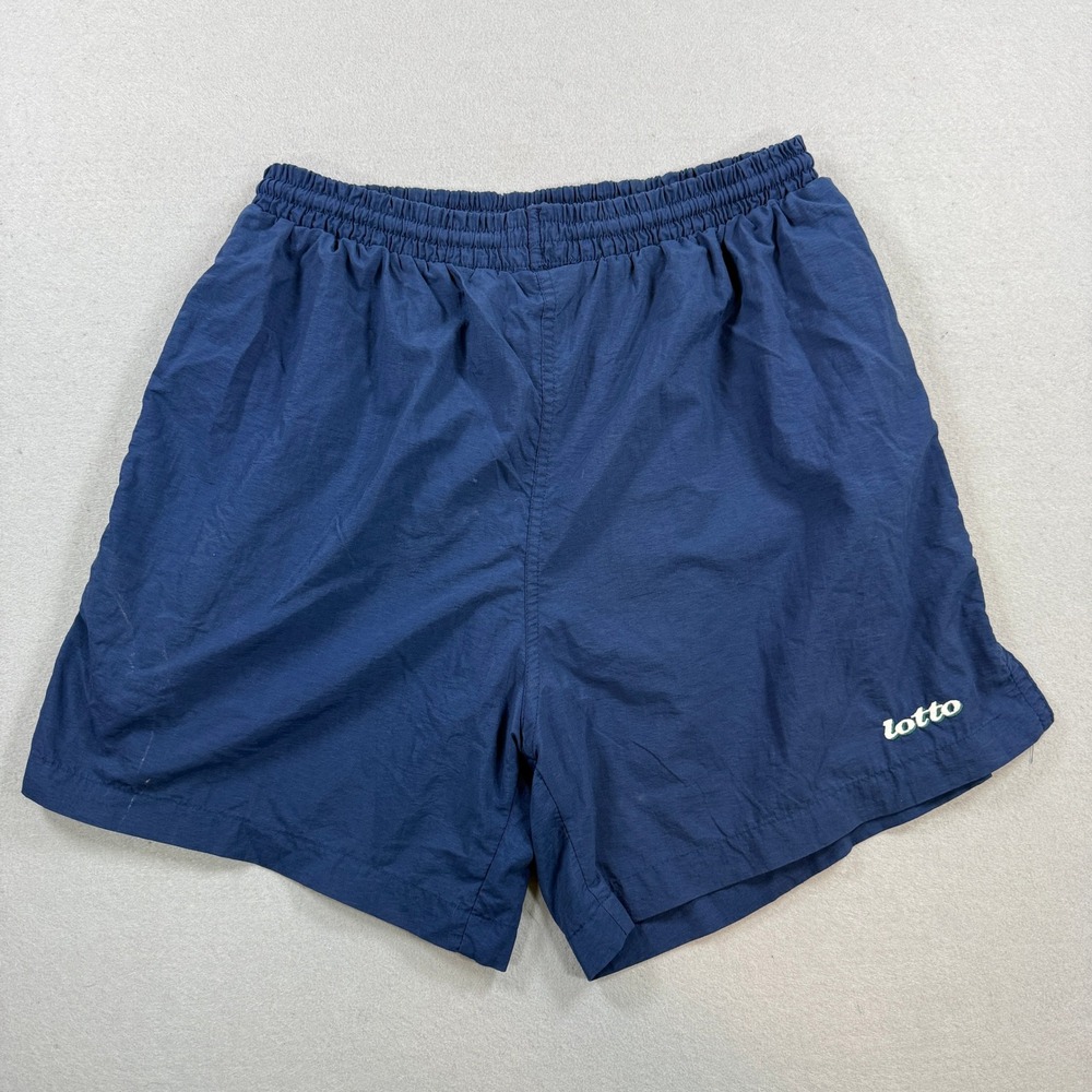 Vintage 90s Lotto Italia Athletic Shorts Mens S Navy Blue Sportswear Soccer